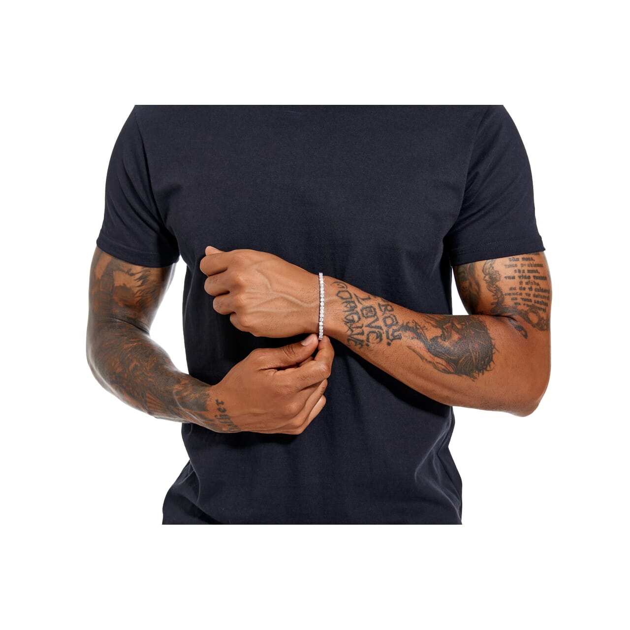 Moissanite Diamond Silver Tennis Chain Bracelet in White Gold - 4mm Bracelets