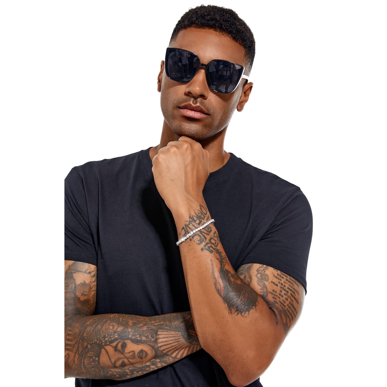 Moissanite Diamond Silver Tennis Chain Bracelet in White Gold - 4mm Bracelets