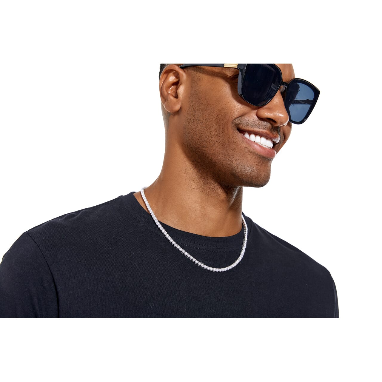 Moissanite Diamond Silver Tennis Chain Necklace in White Gold - 4mm Bracelets