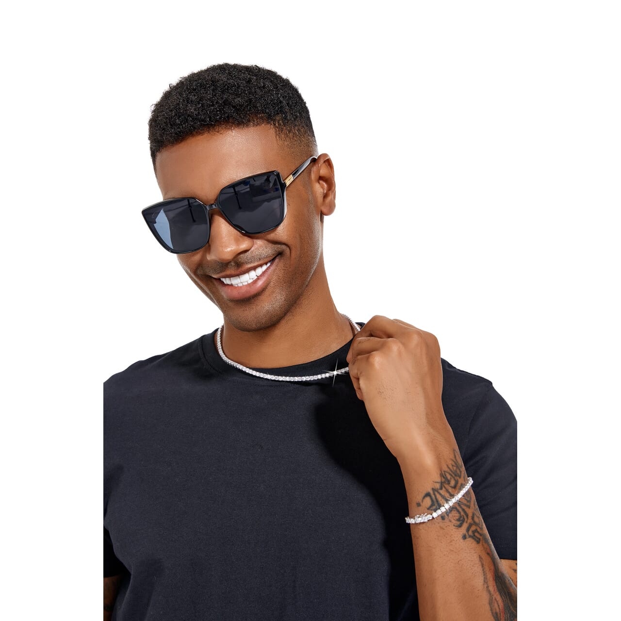 Moissanite Diamond Silver Tennis Chain Necklace in White Gold - 4mm Bracelets