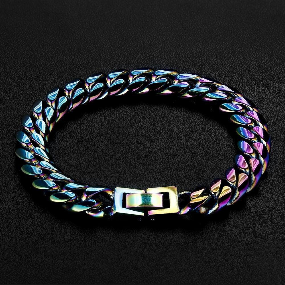 Rainbow Mens Miami Cuban Link Bracelet
