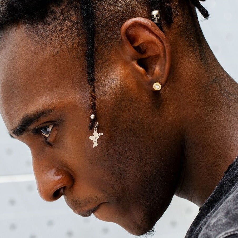 Round Iced 925 Sterling Silver Stud Earrings