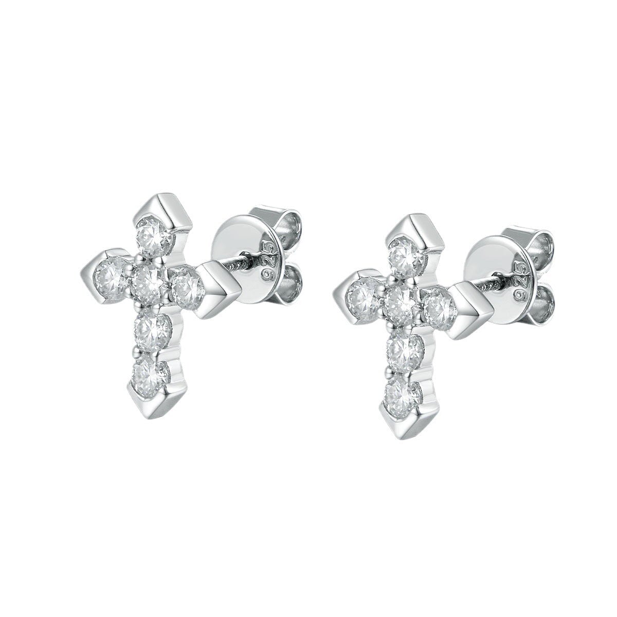S925 Moissanite Cross Earring Studs - VVS1 Earrings