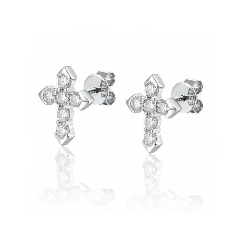 S925 Moissanite Cross Earring Studs - VVS1 Earrings