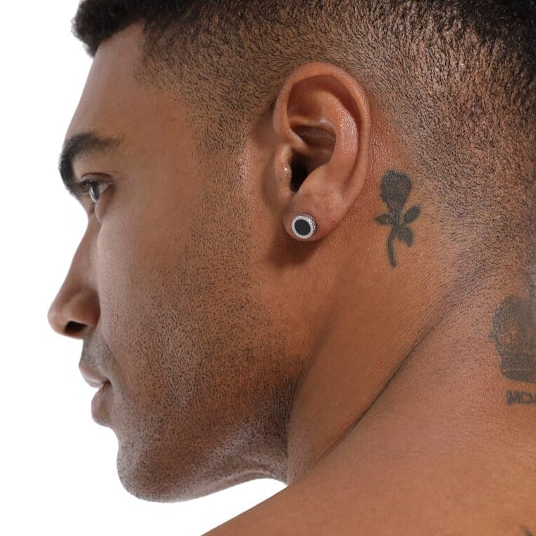 The Black Magic II® - 925 Sterling Silver Black Onyx Round Stud Earrings Earrings