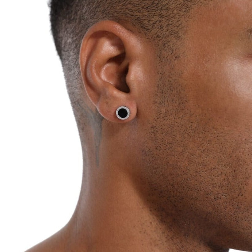 The Black Magic II® - 925 Sterling Silver Black Onyx Round Stud Earrings Earrings