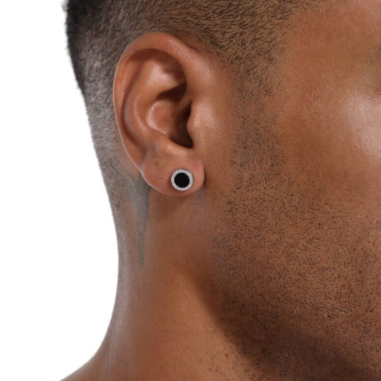 The Black Magic II® - 925 Sterling Silver Black Onyx Round Stud Earrings Earrings