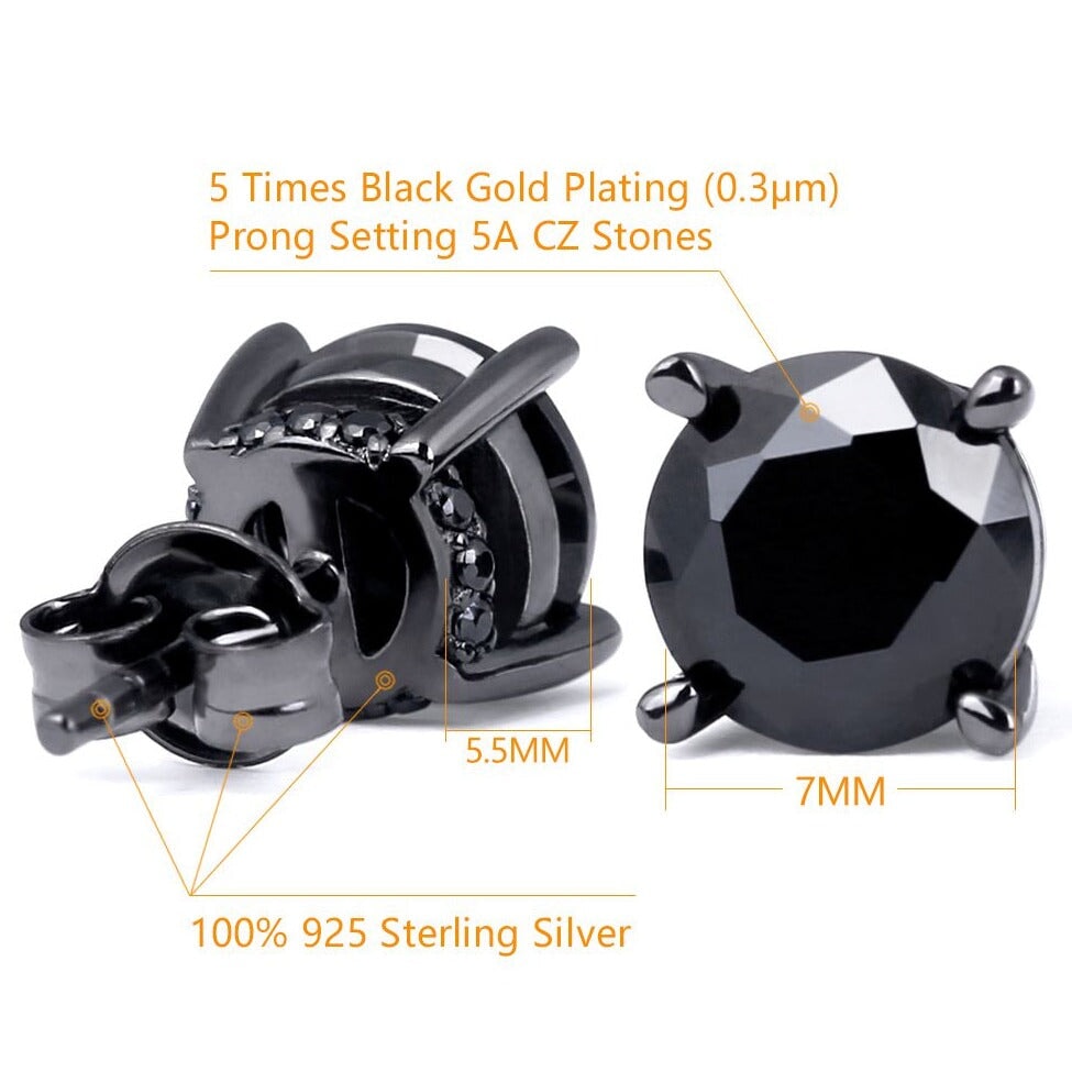 The Black Magic® - 925 Sterling Silver Diamond Black CZ Stud Earrings Earrings