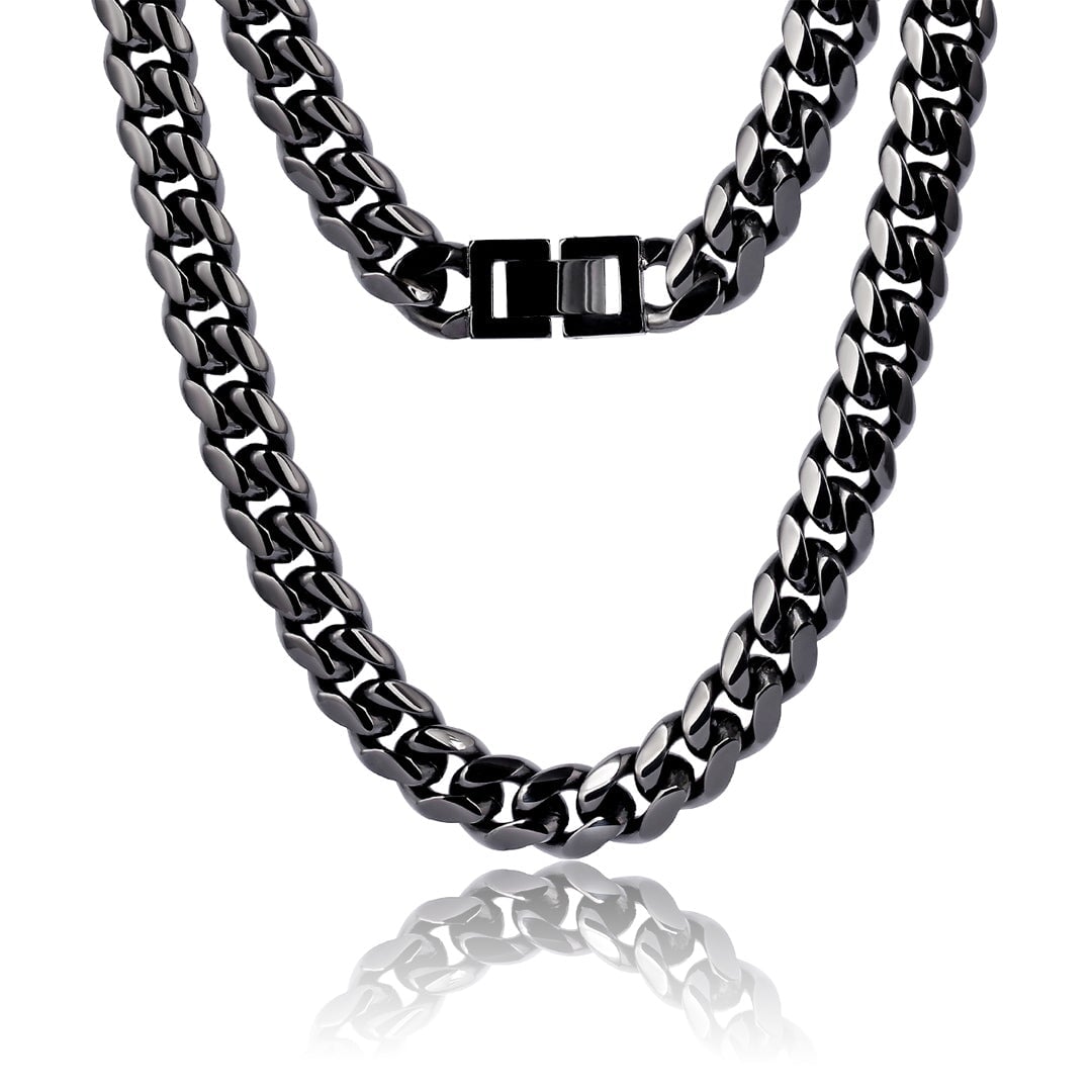 The Black Mamba® - 10mm Black Cuban Link Chain in Black Gold