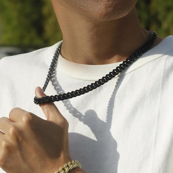 The Black Mamba® - 10mm Black Cuban Link Chain in Black Gold