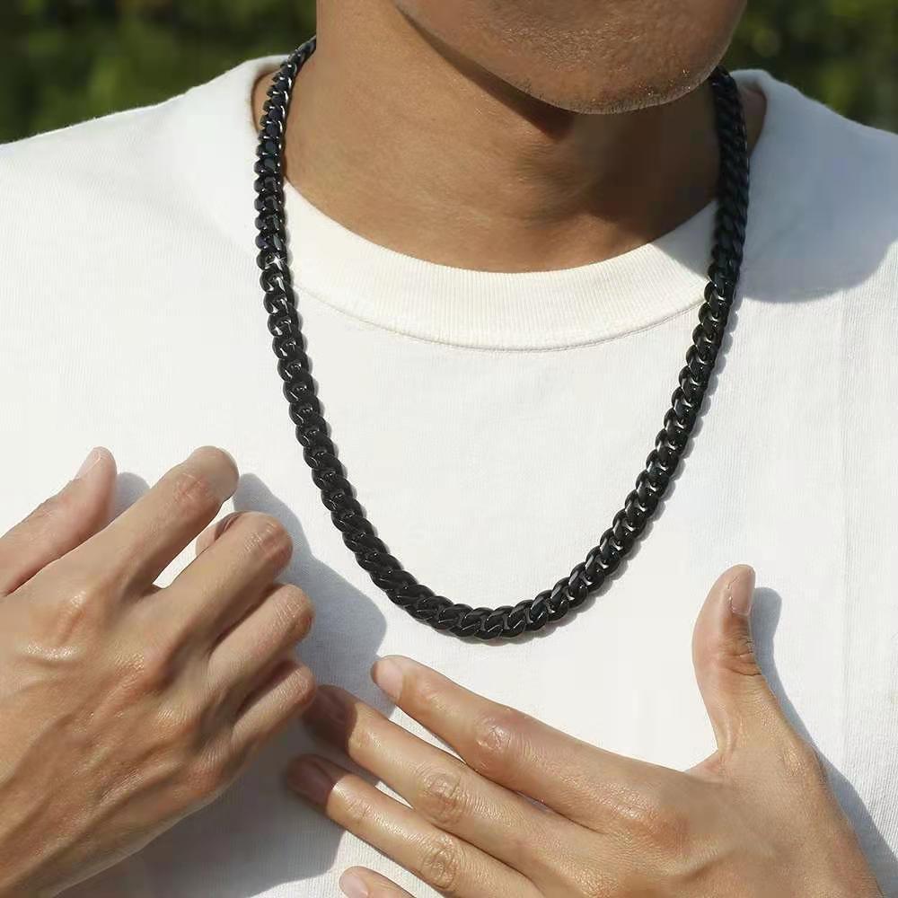 The Black Mamba® - 10mm Black Cuban Link Chain in Black Gold