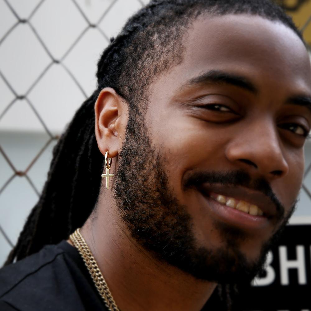 The Faith® - 925 Sterling Silver Hoop Dangle Cross Men's Earrings