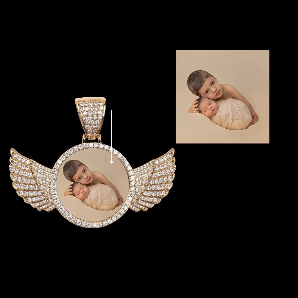 THE FLYING ANGEL® - Custom Round Photo Pendant 