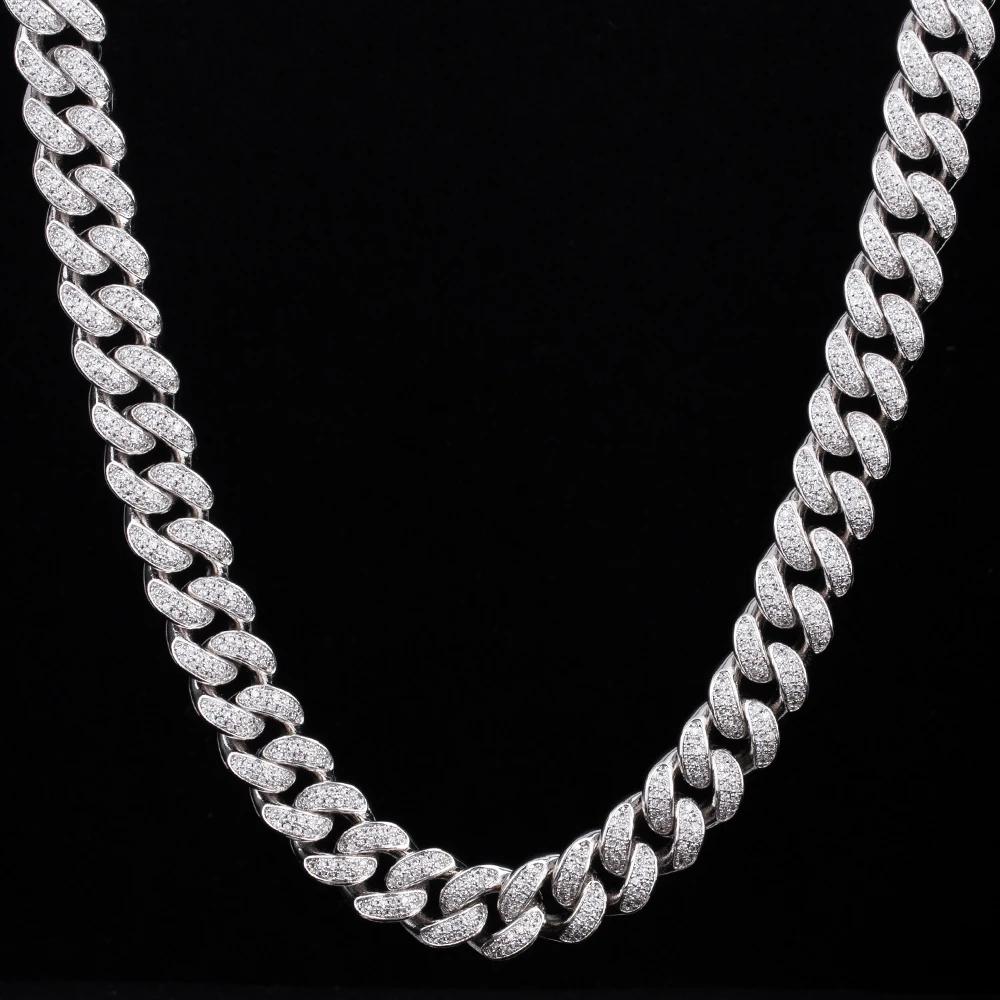 The Frozen Heart® - 12mm 2 Rows Iced Out Cuban Link Chain White Gold Plated