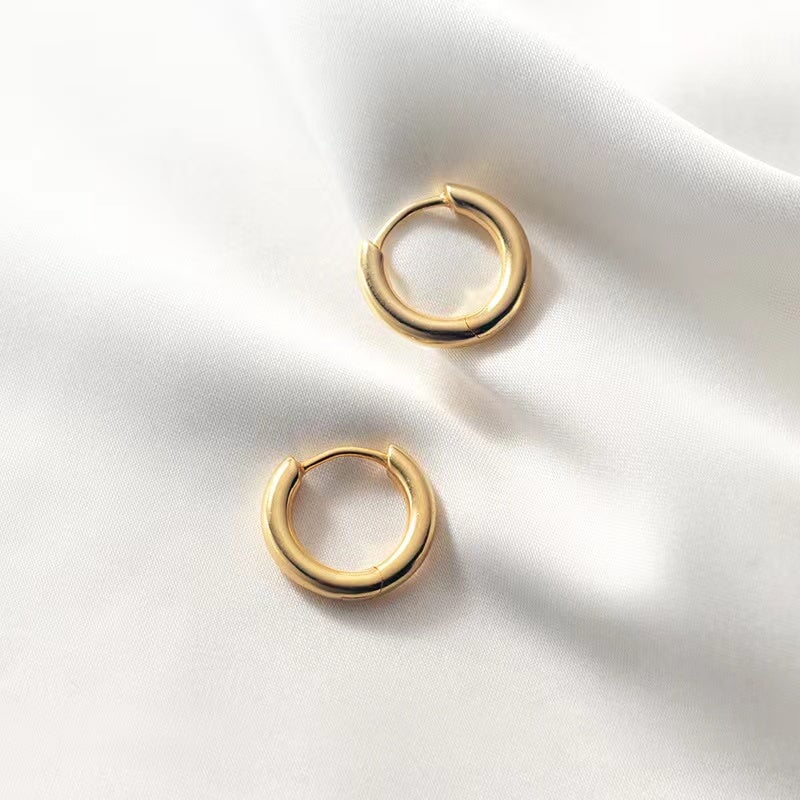 The Gold Eclipse® - 925 Sterling Silver Hoop Earrings in 14K Gold