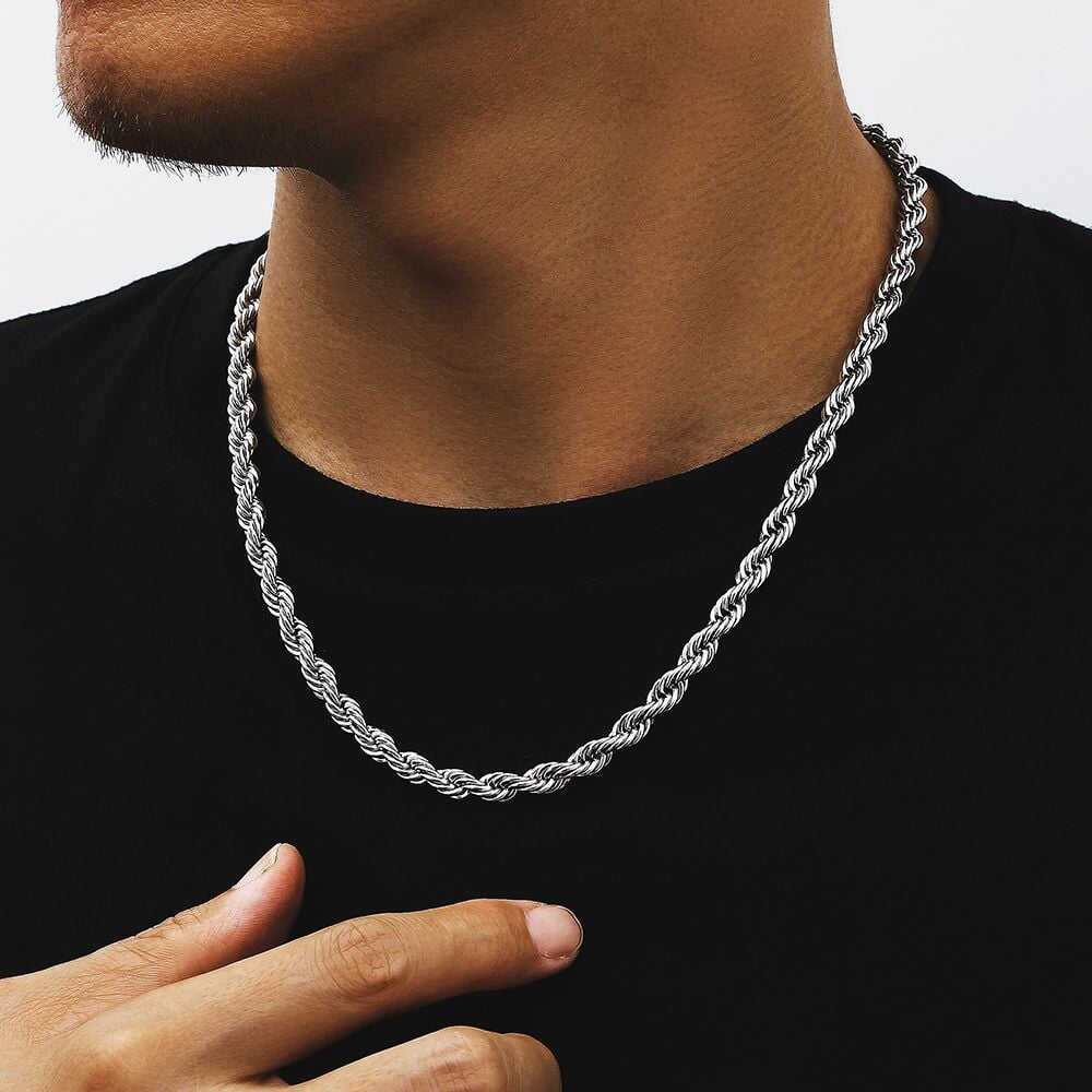 The Golden Age® - 6mm Hip Hop Rope Chain 18" White Gold