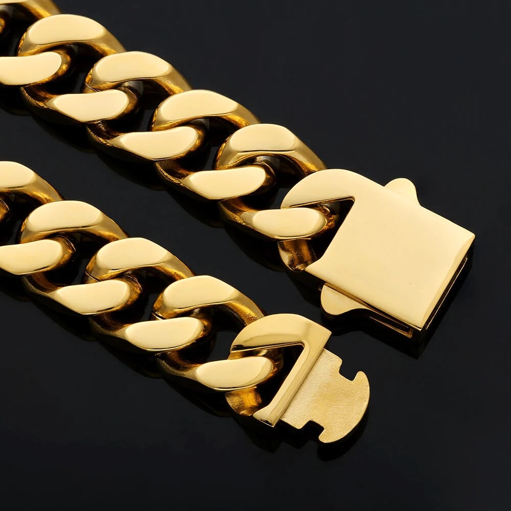 The Golden Time Ⅲ® - 14mm Curb Cuban Link Chain in 18K Gold