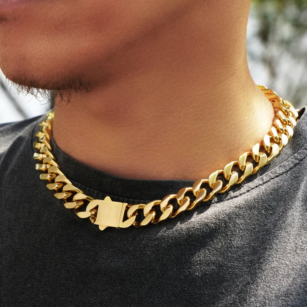 The Golden Time Ⅲ® - 14mm Curb Cuban Link Chain in 18K Gold
