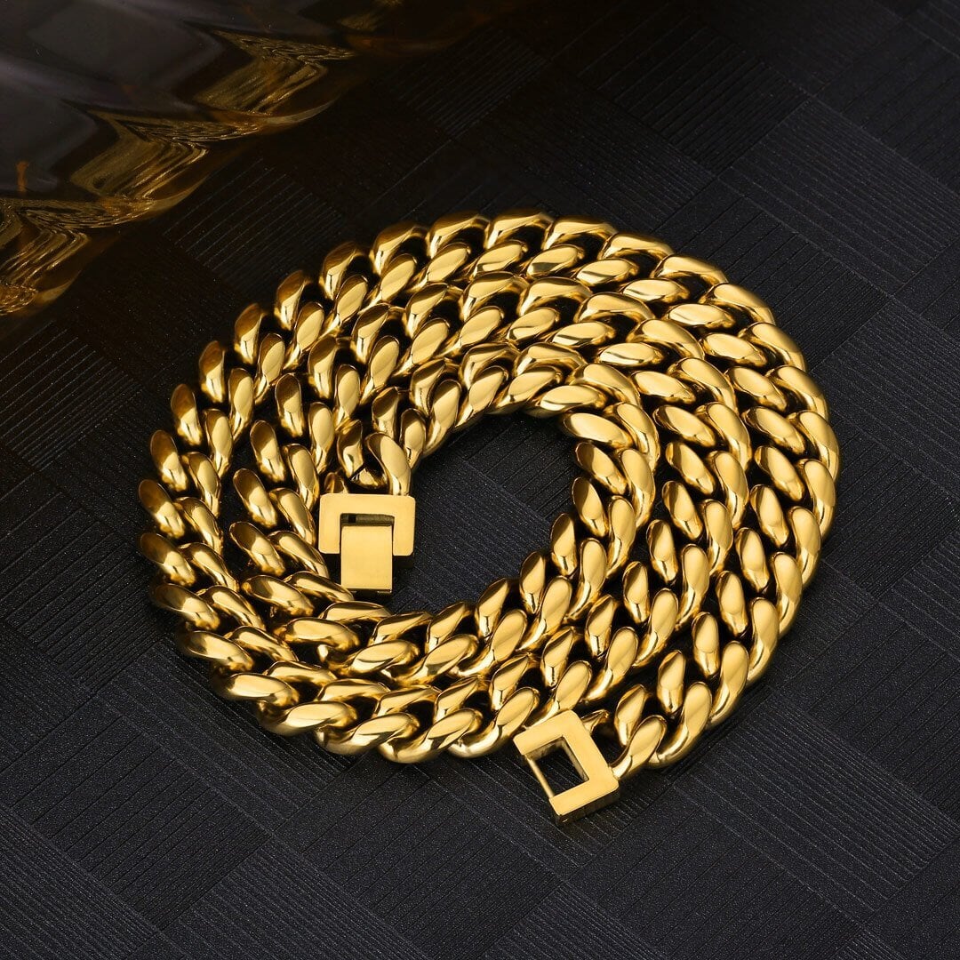 The Golden Time II® - 12mm Miami Cuban Link Chain 18K Gold Plated