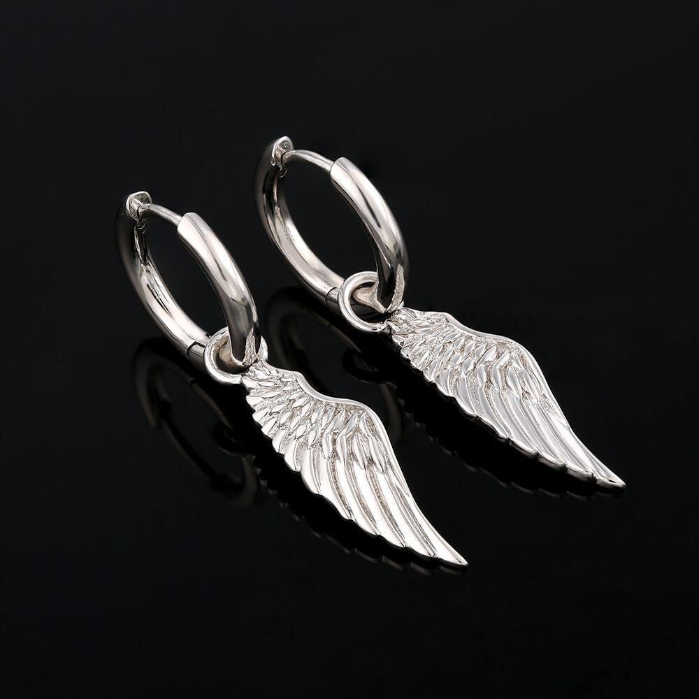 The Hope® - 925 Sterling Silver Hoop Dangle Angel Wing Earrings Earrings