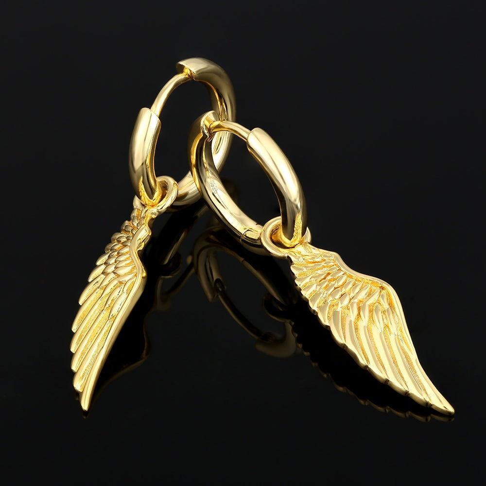 The Hope® - 925 Sterling Silver Hoop Dangle Angel Wing Earrings Earrings