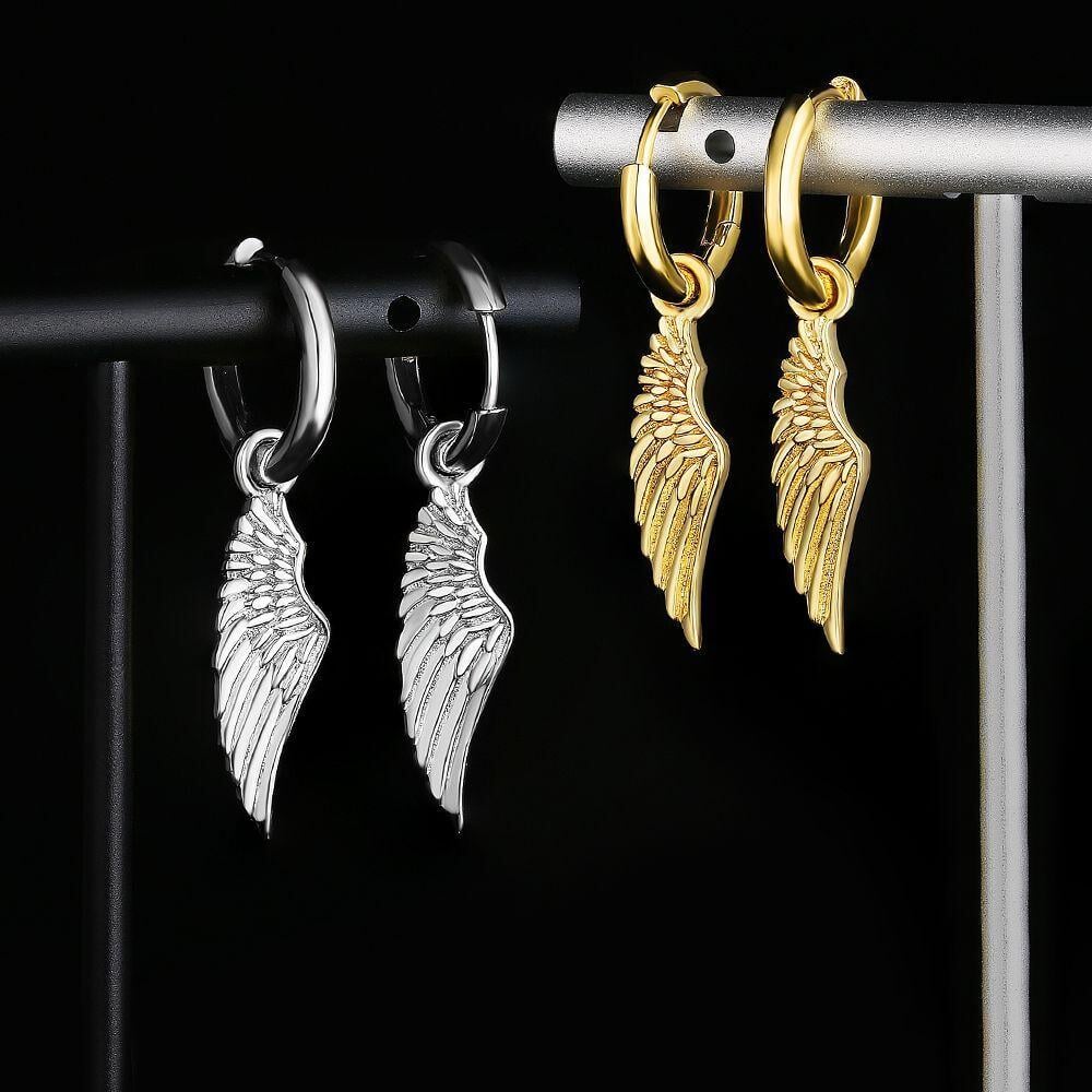 The Hope® - 925 Sterling Silver Hoop Dangle Angel Wing Earrings Earrings