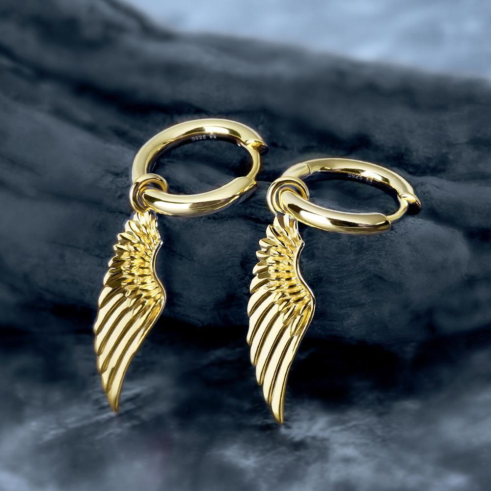 The Hope® - 925 Sterling Silver Hoop Dangle Angel Wing Earrings Earrings