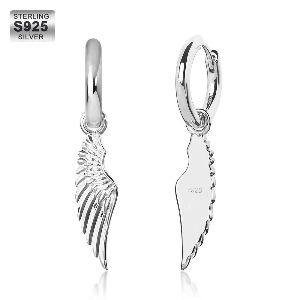 The Hope® - 925 Sterling Silver Hoop Dangle Angel Wing Earrings Earrings White Gold S925