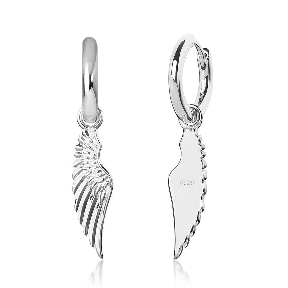 The Hope® - 925 Sterling Silver Hoop Dangle Angel Wing Earrings Earrings White Gold S925