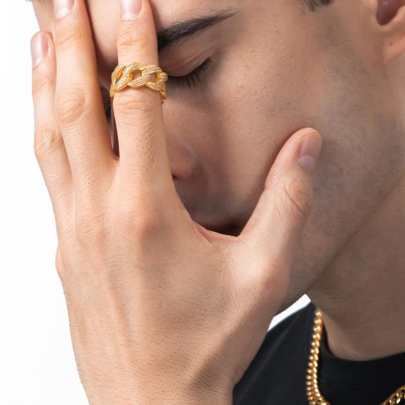 The Lord® - Iced Out Cuban Link Ring 18K Gold Plated