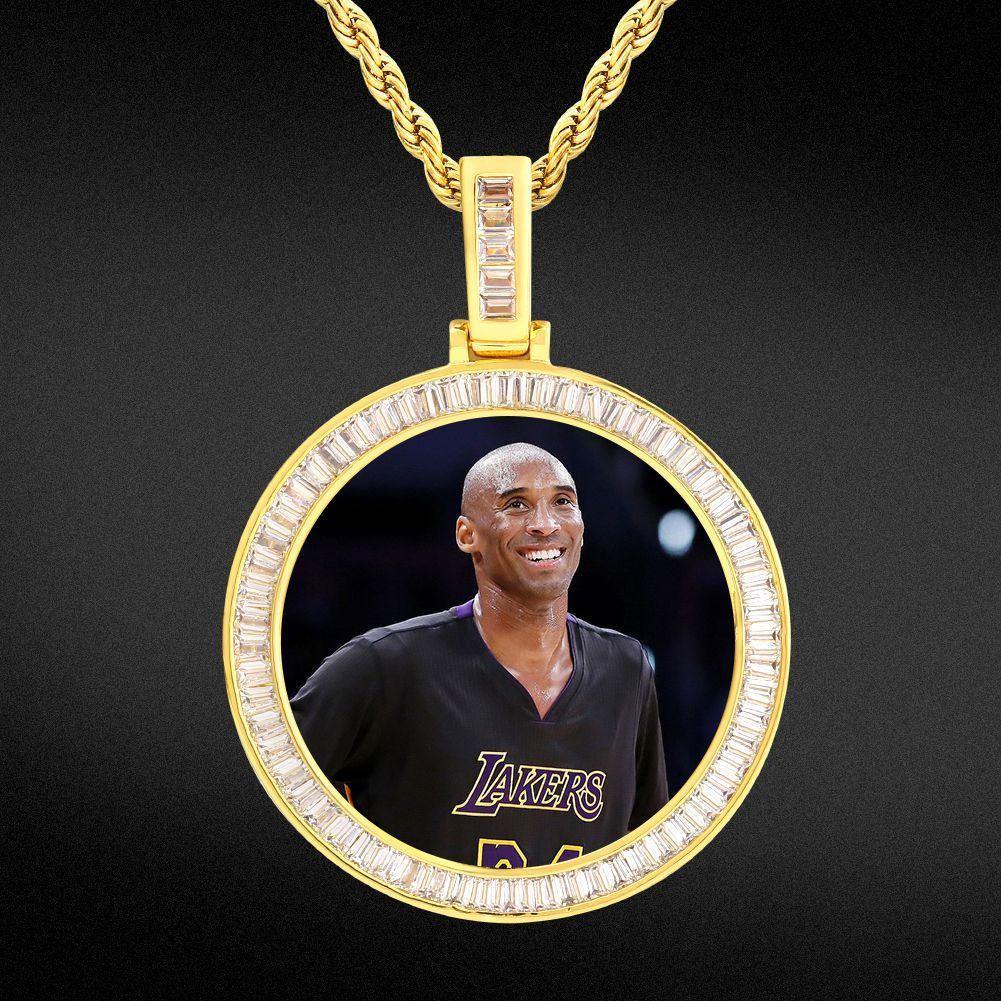 THE MISSING® - Custom Iced Out Baguette Cut Round Photo Pendant CUSTOM
