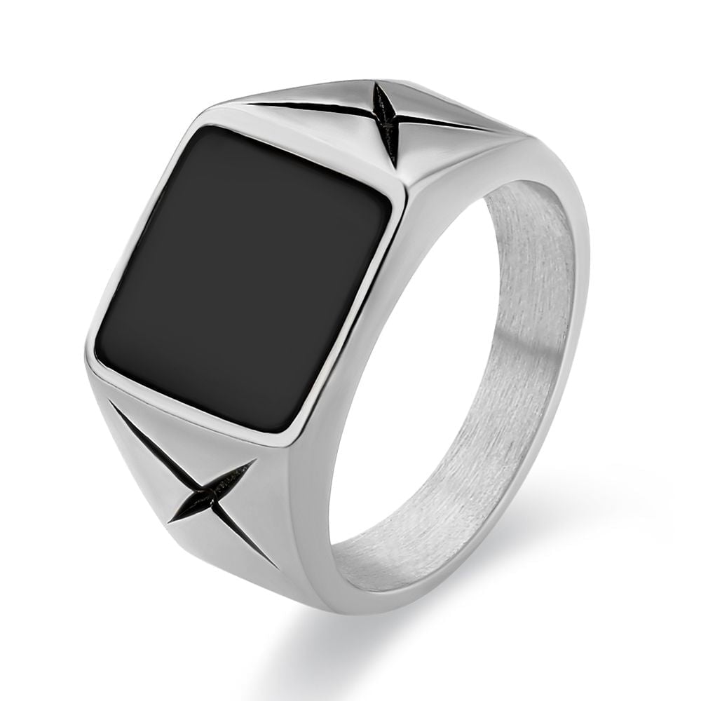 The Power® - Black Onyx Mens Ring 7 White Gold
