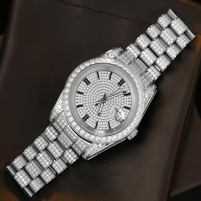The President® - Fully Iced Out Presidential Diamond Watch in White Gold White Gold 5A VVS CZ Adjustable