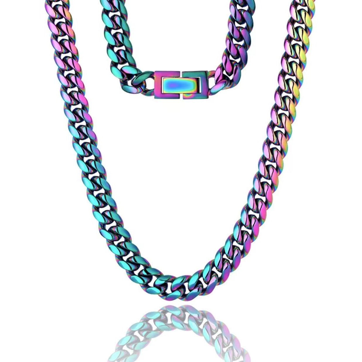 The Rainbow Baby® - 8mm Rainbow Miami Cuban Link Chain Necklaces