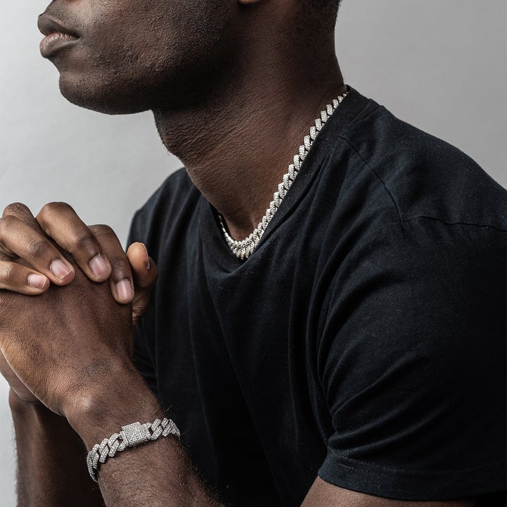 The Shining Moment III® - 15mm Iced Out Diamond Prong Cuban Link Chain Choker in White Gold