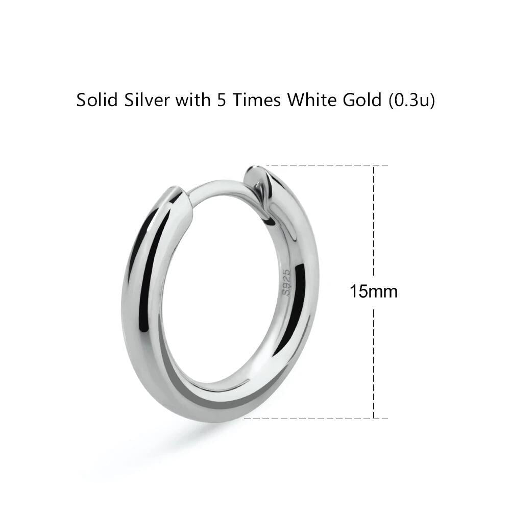 The Silver Eclipse® - 925 Sterling Silver Hoop Earrings in White Gold Earrings