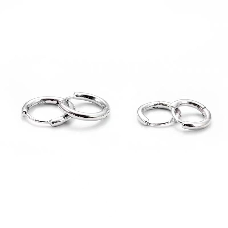 The Silver Eclipse® - 925 Sterling Silver Hoop Earrings in White Gold Earrings