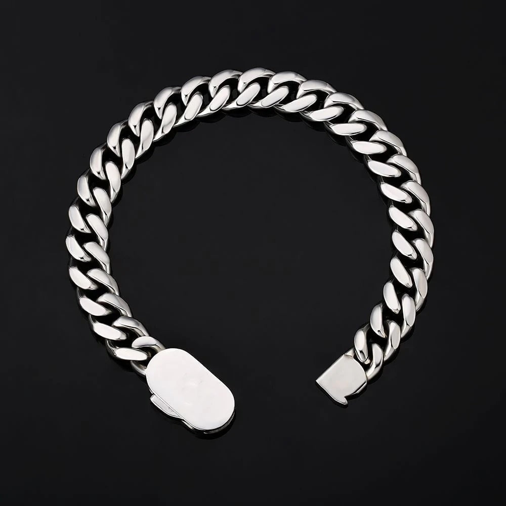 The Silver Lining Ⅱ® - Cuban Link Bracelet Silver White Gold (Push Button Clasp) Bracelets