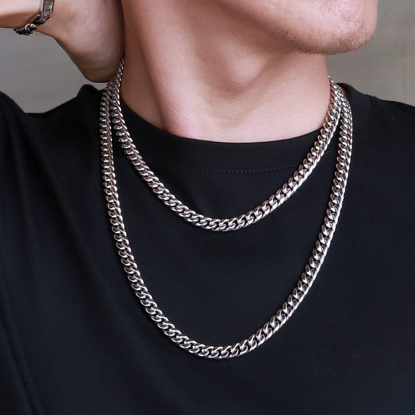 The Silver Lining® - 8mm Miami Cuban Link Chain White Gold Plated Necklaces