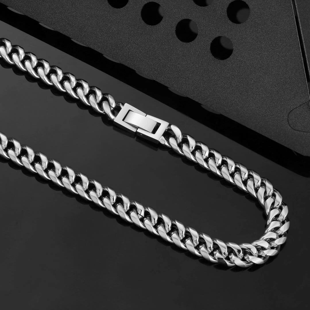 The Silver Lining® - 8mm Miami Cuban Link Chain White Gold Plated Necklaces