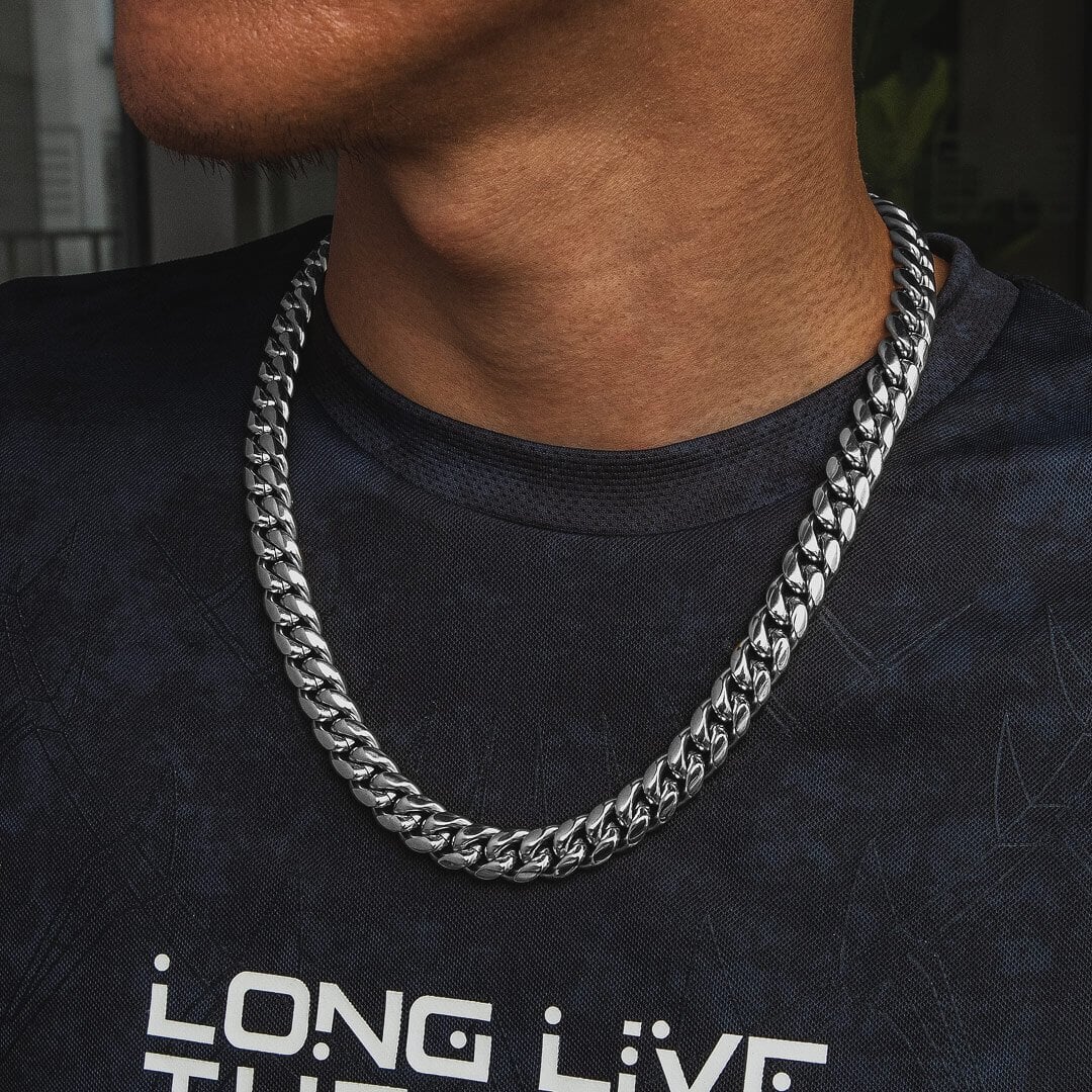 The Stormtrooper II® - 12mm Miami Cuban Link Chain White Gold Plated Necklaces