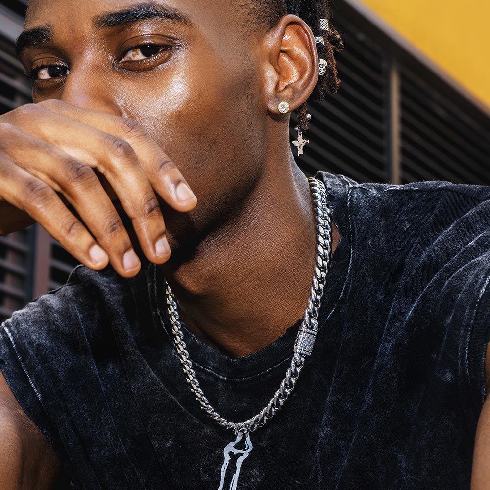 The Stormtrooper® - 12mm Iced Miami Cuban Link Chain White Gold Plated with CZ Clasp