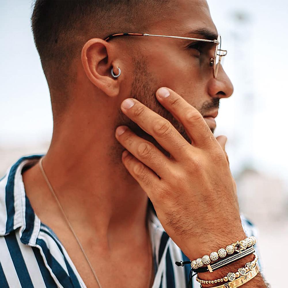 The Wealth Circle® - 925 Sterling Silver Iced Out Diamond Hoop Earrings in White Gold Earrings