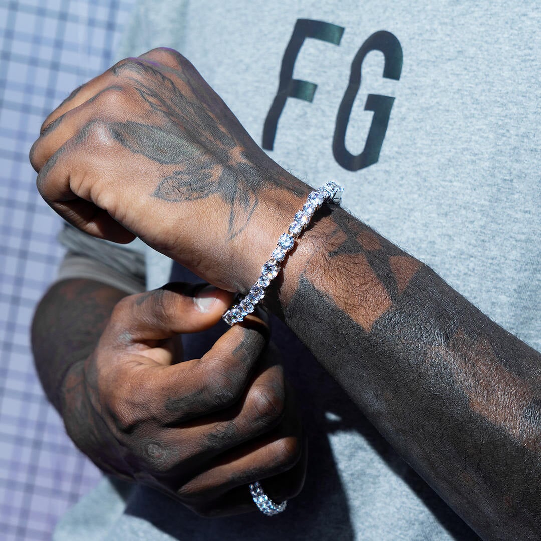 VVS1 Moissanite 925 Sterling Silver Tennis Bracelet in White Gold Bracelets