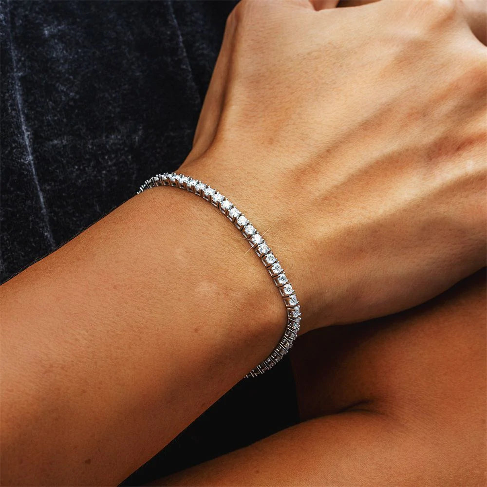 VVS1 Moissanite 925 Sterling Silver Tennis Bracelet in White Gold Bracelets
