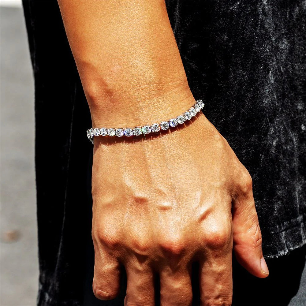 VVS1 Moissanite 925 Sterling Silver Tennis Bracelet in White Gold Bracelets