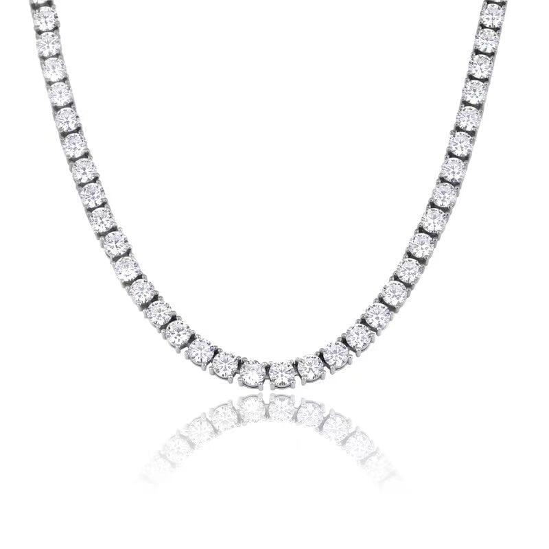 VVS1 Moissanite Diamond 925 Sterling Silver Tennis Chain in White Gold Necklaces