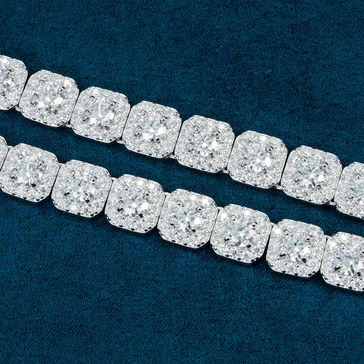 VVS1 Moissanite Diamond S925 Cluster Tennis Chain - 10mm Necklaces