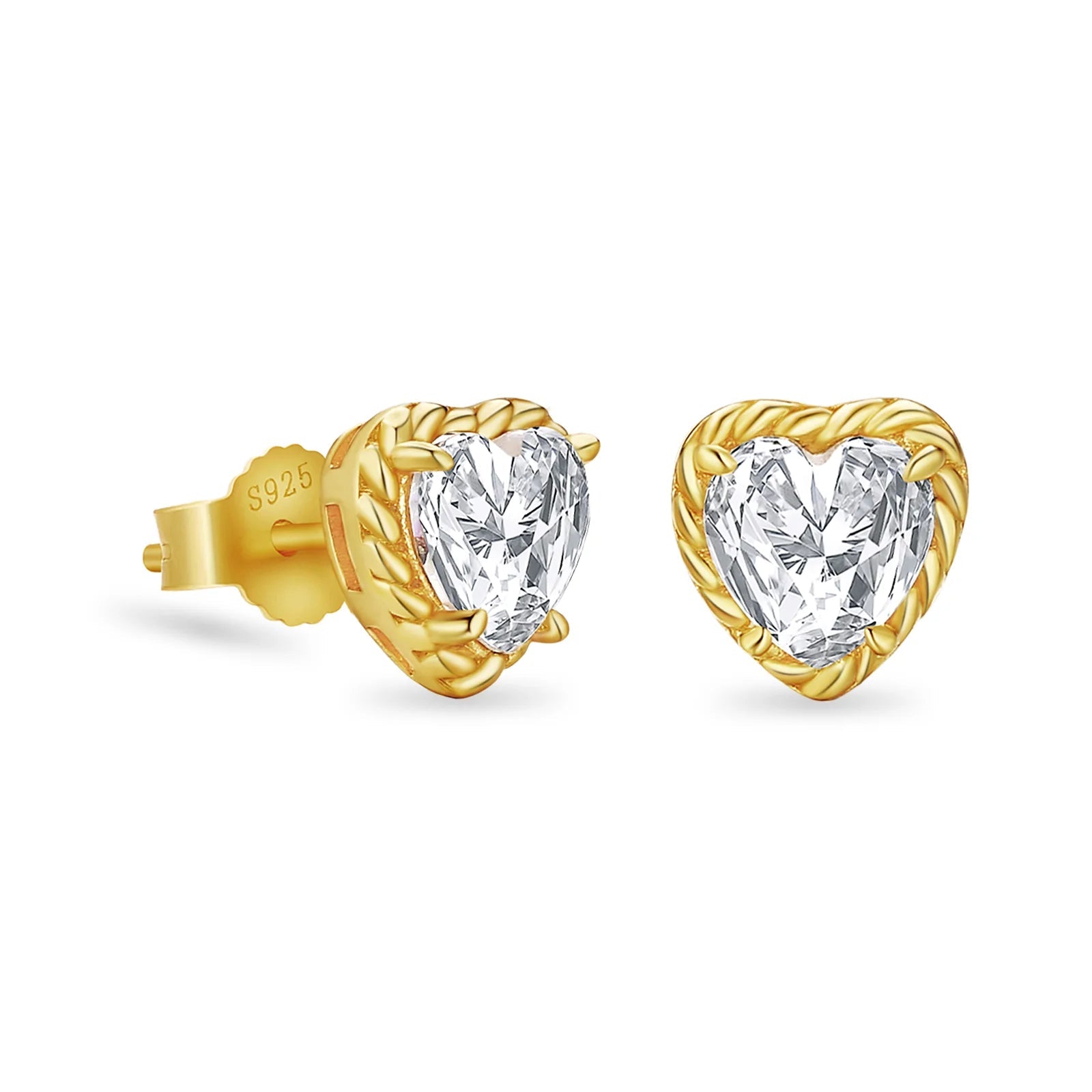 Women's Twisted Heart-shaped Diamond Stud Earrings Earrings