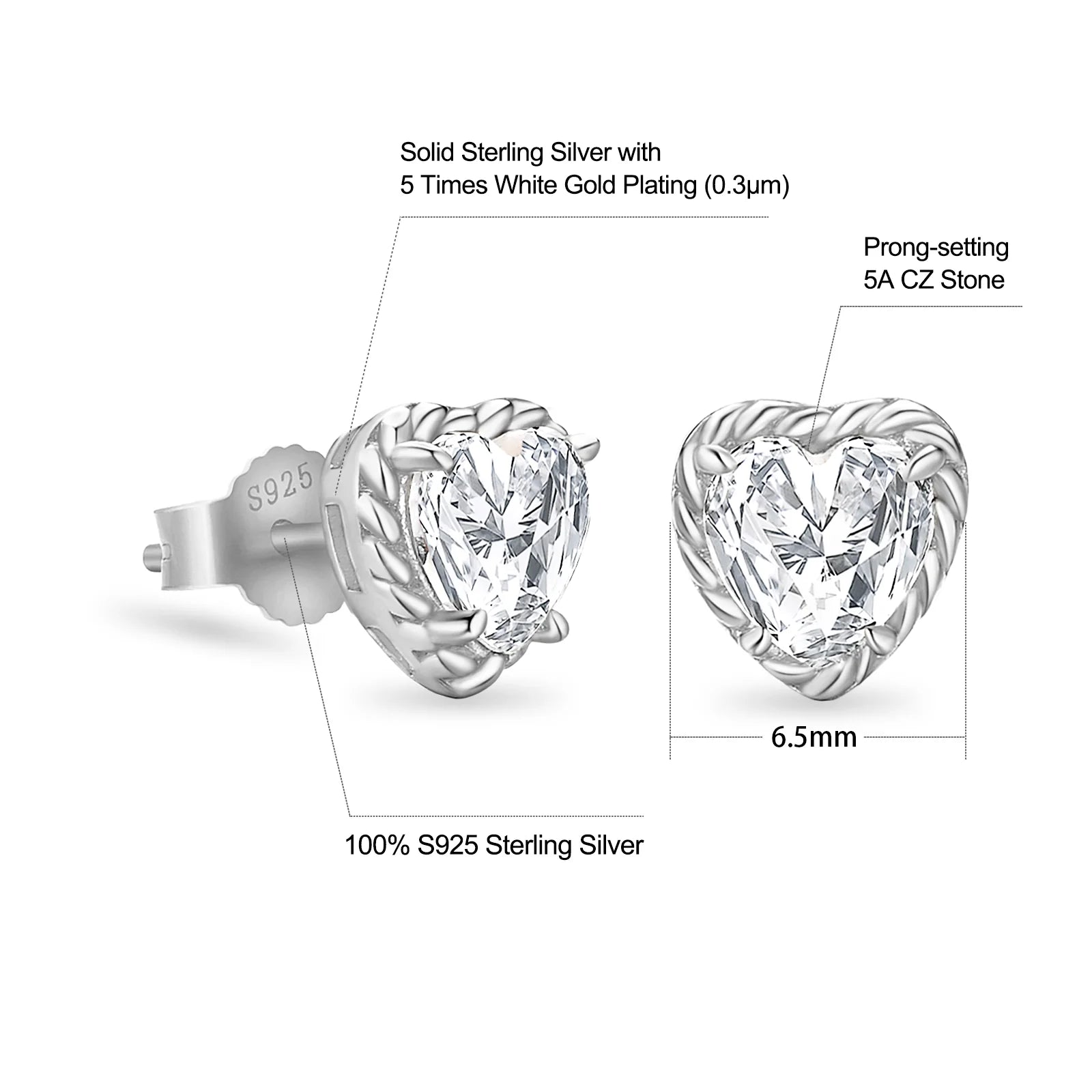 Women's Twisted Heart-shaped Diamond Stud Earrings Earrings